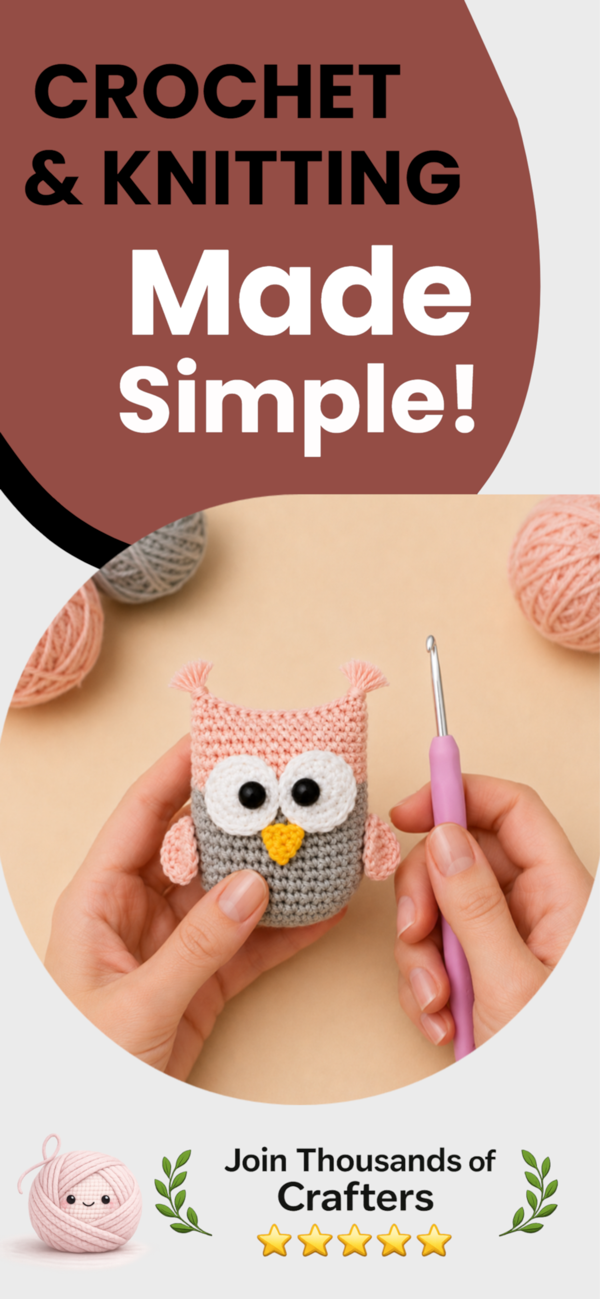 Hooked crochet and knitting app showing an amigurumi owl project